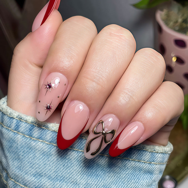 Designer Artificial Nail Set with Elegant Lace Design Kalsten