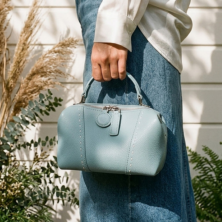 Pebbled Dome Satchel with Detachable Crossbody Strap