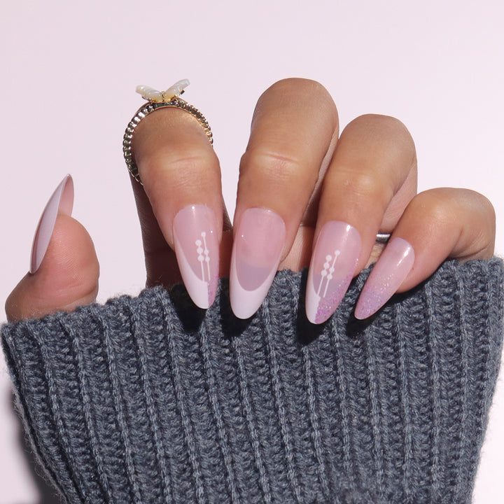 Elegant Stiletto Press-On Nails with Artistic French Tip Kalsten