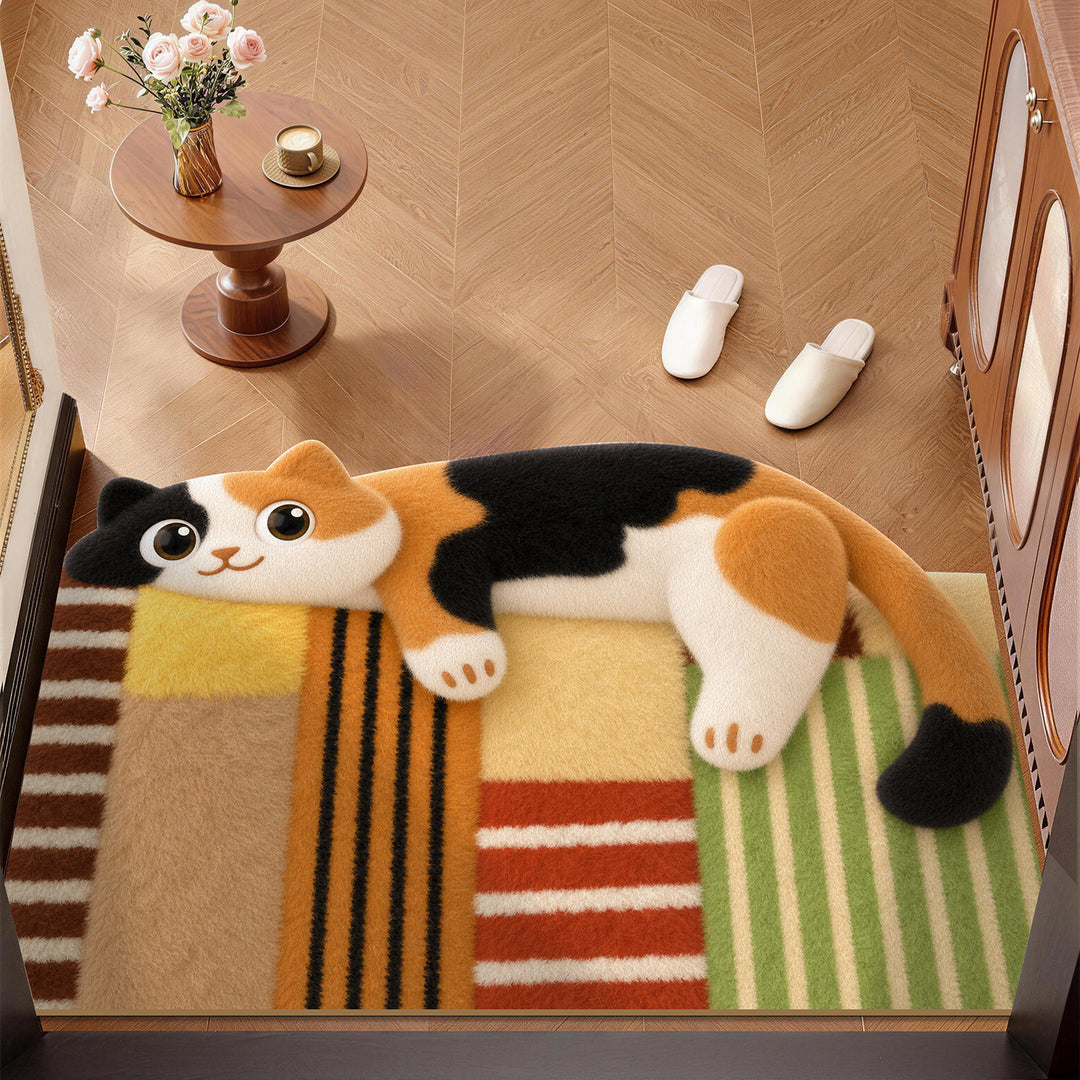 Plush Cat-Themed Mat