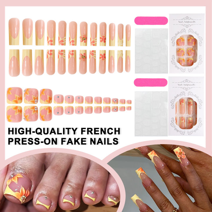 French-Inspired Floral Press-On Nail Set Kalsten