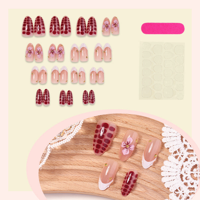 Artistic Press-On Nail Set with Floral and Leopard Designs kalsten