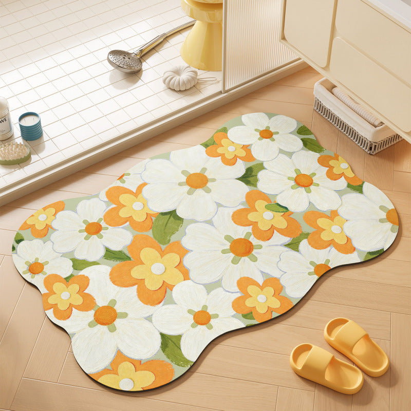 Floral-Themed Soft Bath Mat