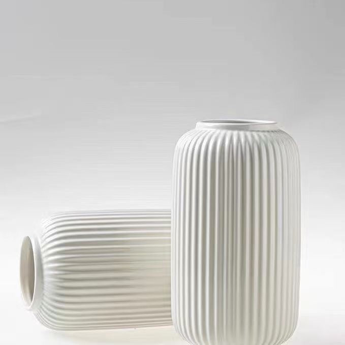 Elegant Vertical Ribbed Ceramic Vase Kalsten