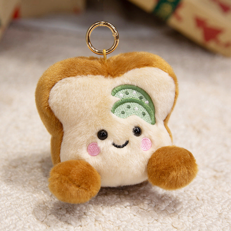 Plush Star-Shaped Keychain Charm with Embroidered Smile and Metal Ring Kalsten