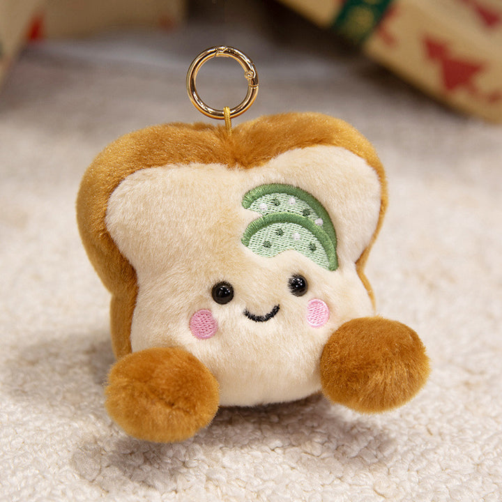 Plush Star-Shaped Keychain Charm with Embroidered Smile and Metal Ring Kalsten
