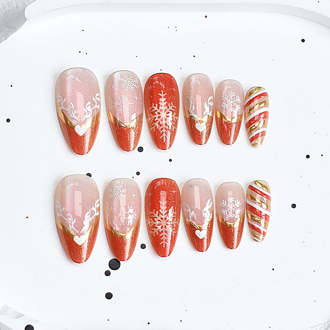 Artistic Press-On Nail Set with Cherry Blossom Design Kalsten