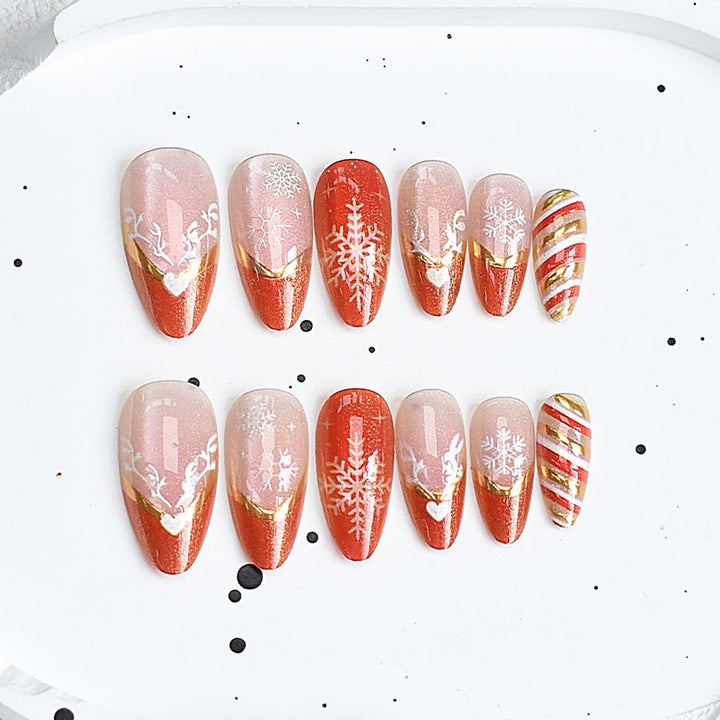 Artistic Press-On Nail Set with Cherry Blossom Design Kalsten