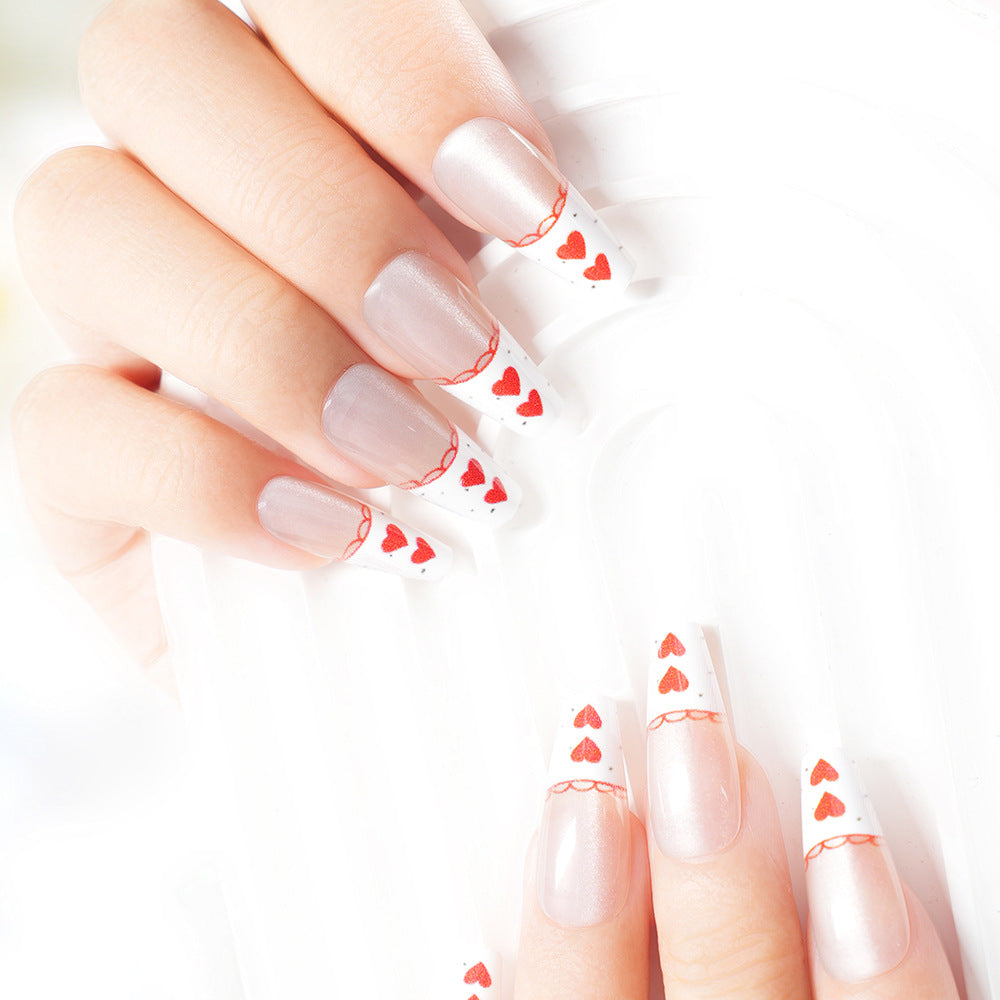 Romantic Heart-Themed Press-On Nail Set Kalsten