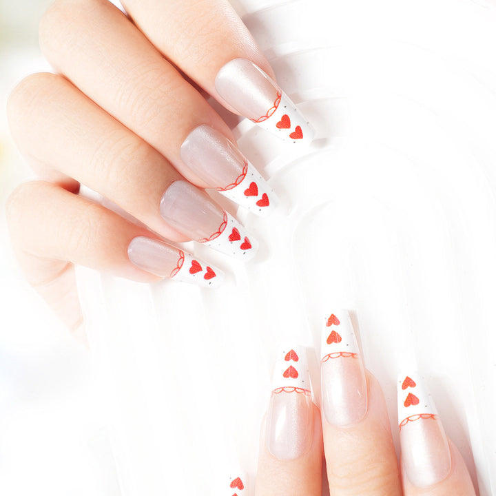 Romantic Heart-Themed Press-On Nail Set Kalsten