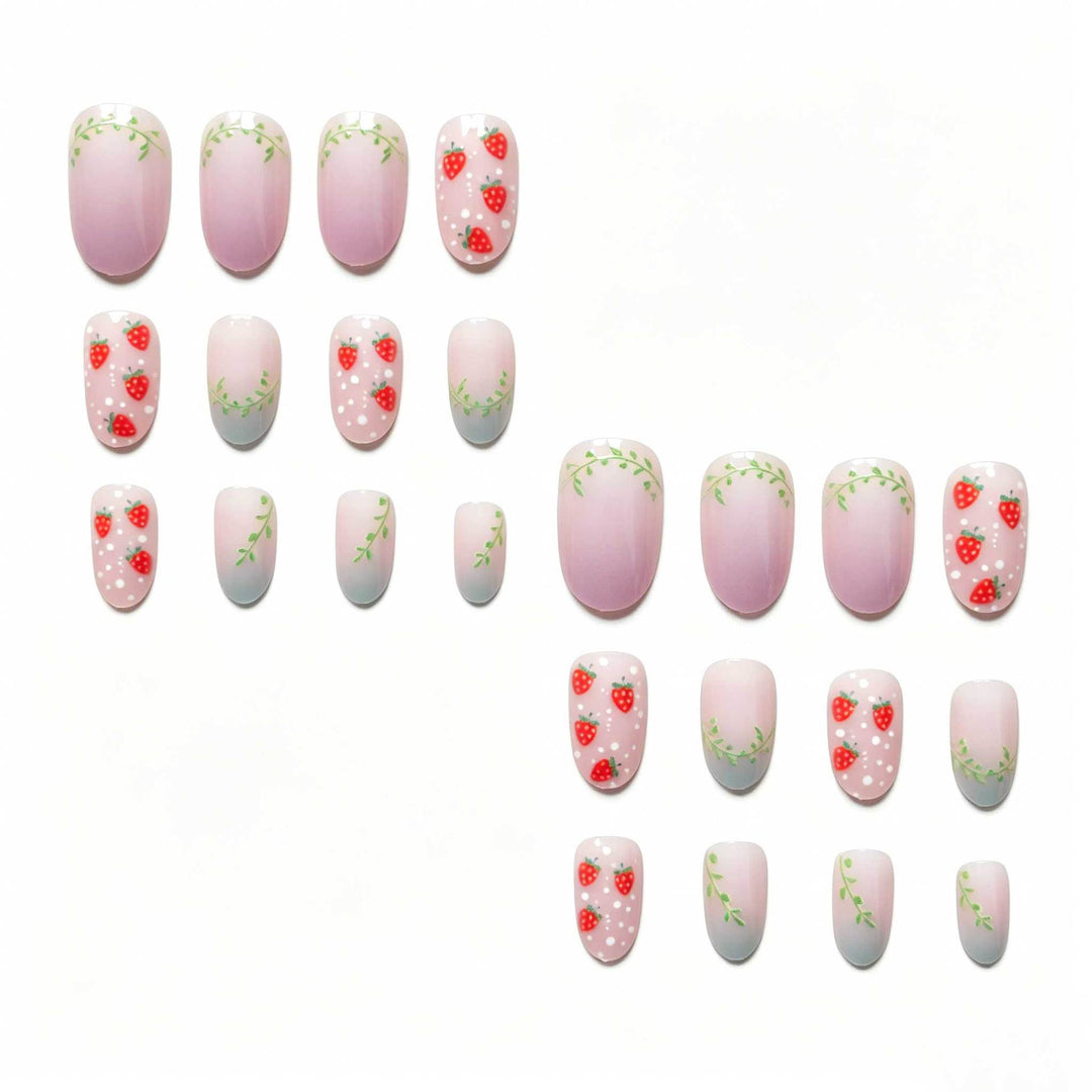 Artistic Strawberry-Themed Nail Art