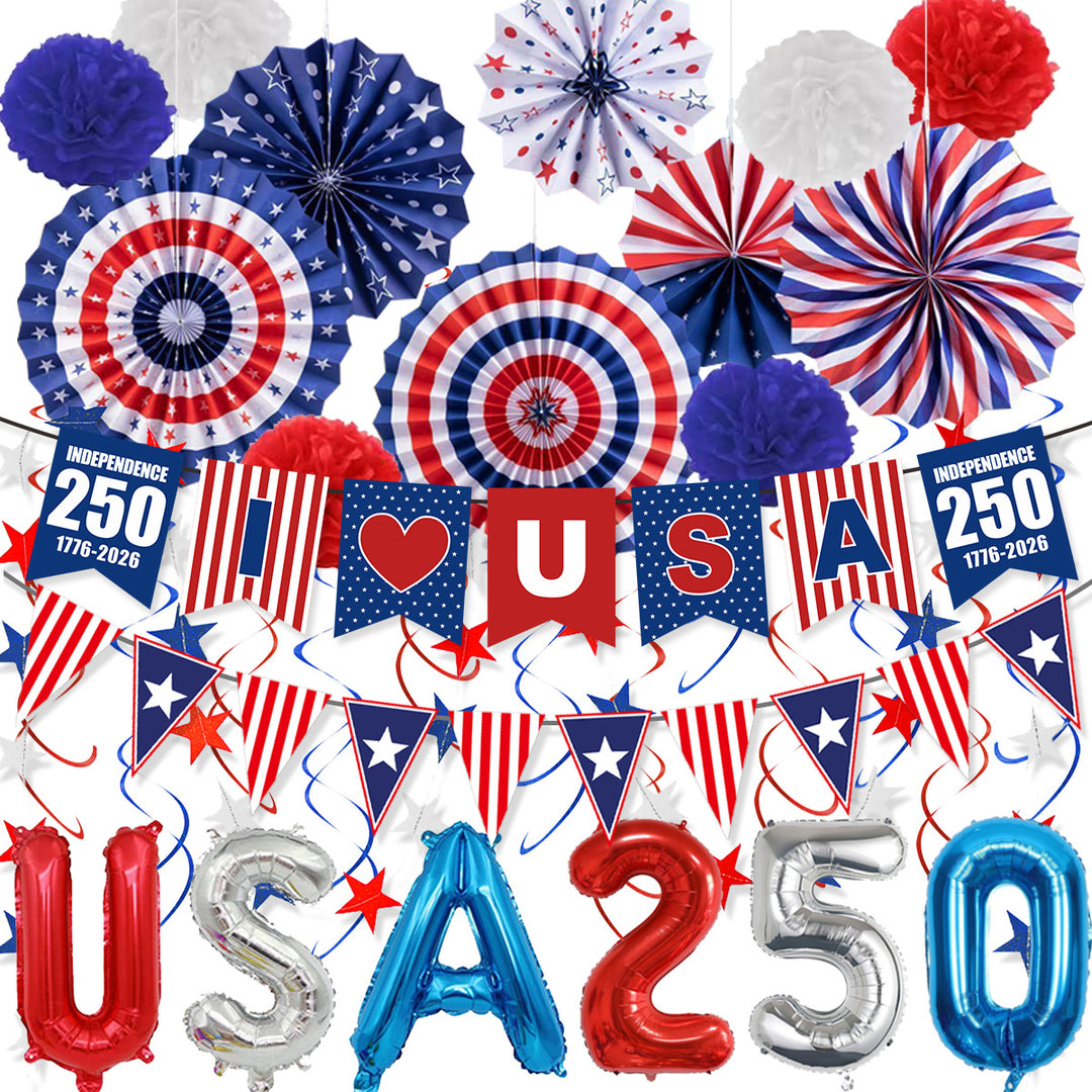 Unisex decorative pennant chain made of weatherproof polyester with star-and-stripe motif and robust attachment tape Kalsten