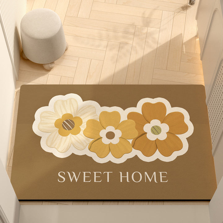 Whimsical Floral Motif Memory Foam Bath Mat