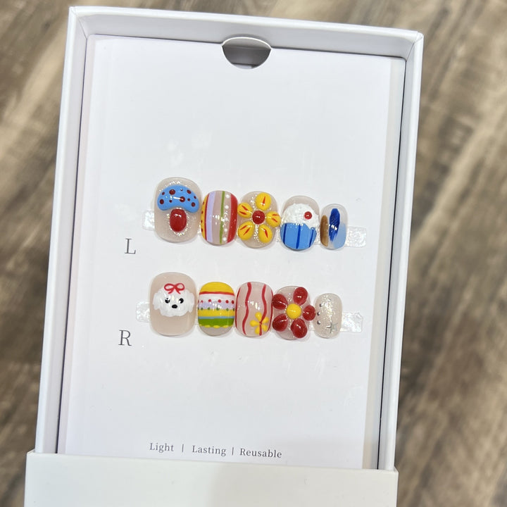 Decorative Press-On Nail Art Set with Fun and Whimsical Designs Kalsten