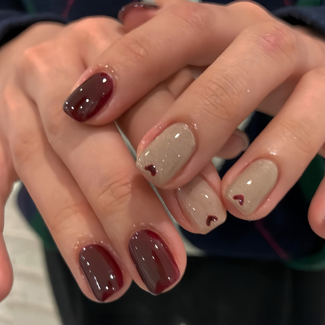 Artistic Heart-Design Press-On Nail Art Kalsten