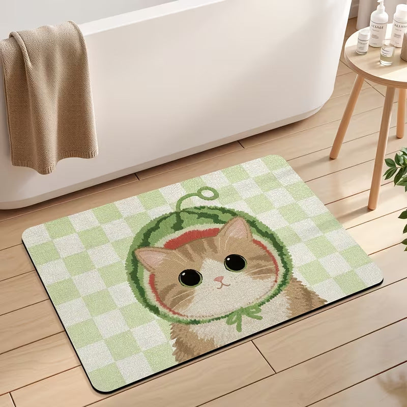 Cute Cat Print Bath Mat Kalsten