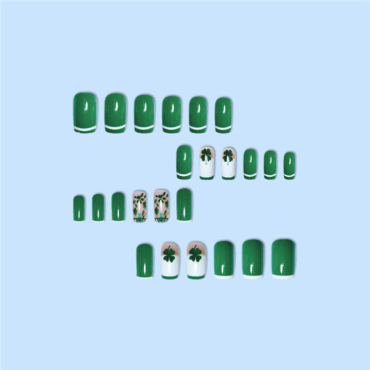 Artistic Shamrock-Themed Press-On Nail Set Kalsten