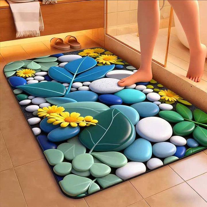 Decorative Floral Pattern Bath Mat Kalsten