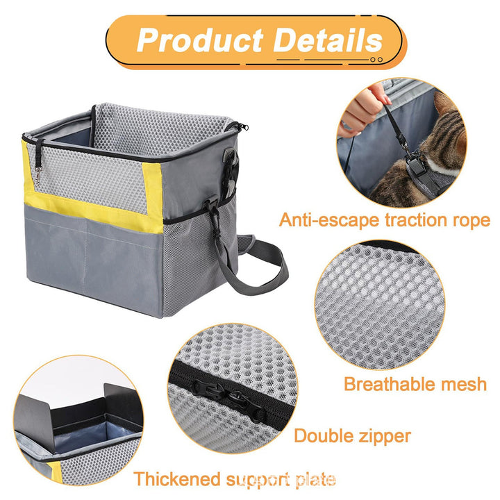 Padded Front Bicycle Pet Carrier Basket with Safety Leash and Reflective Trim Kalsten