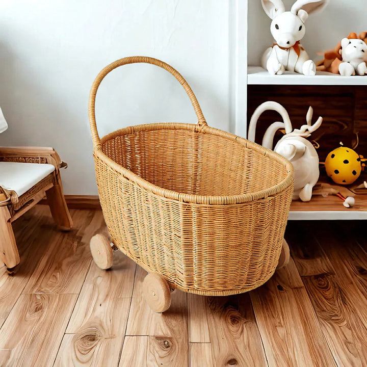 Rolling Woven Storage Cart Kalsten