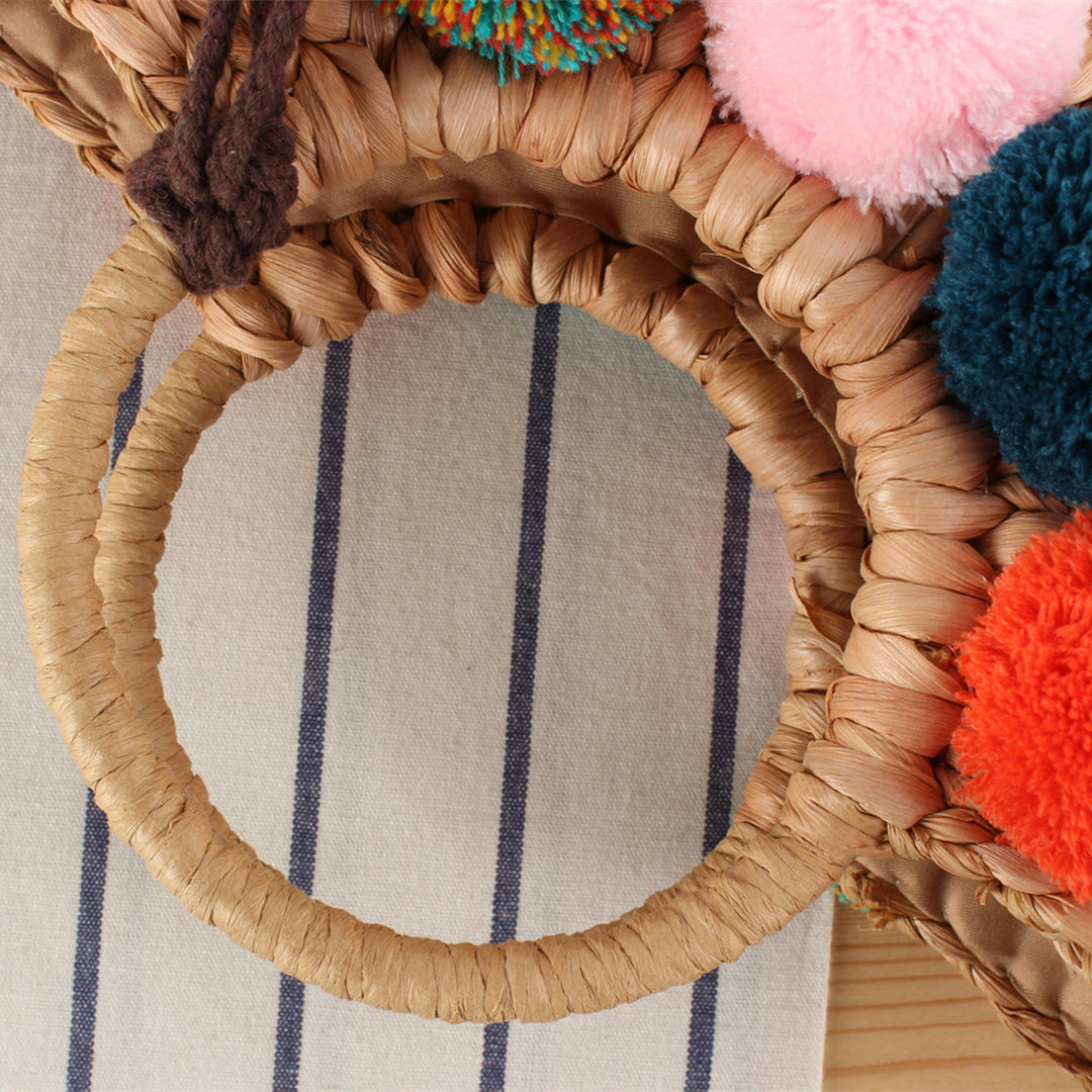 Beach bag with colorful pom poms Kalsten