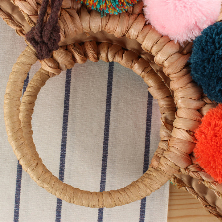 Beach bag with colorful pom poms Kalsten