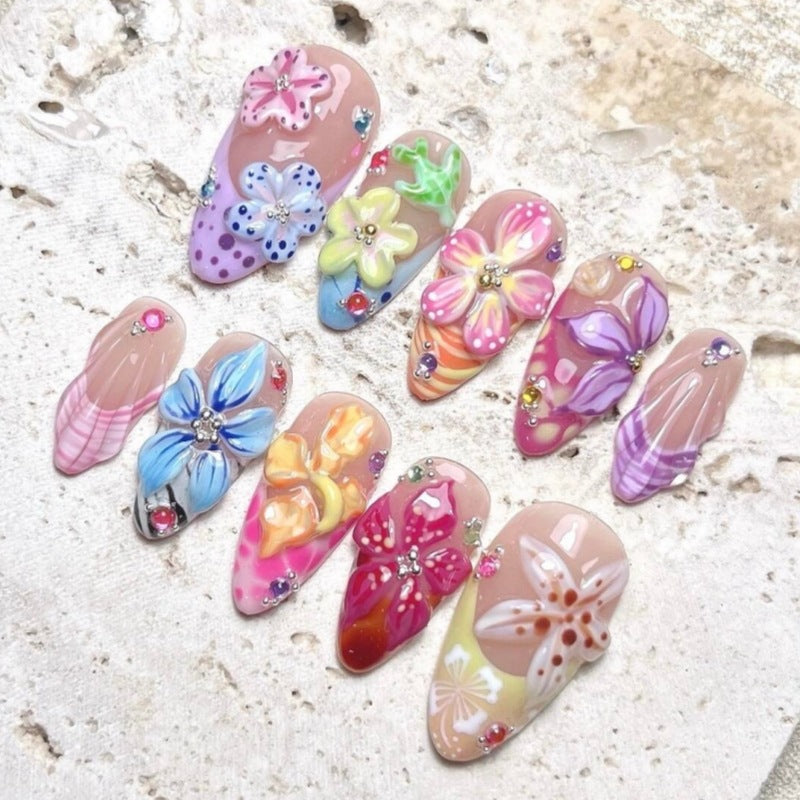 Creative Floral Embellished Press-On Nail Collection Kalsten