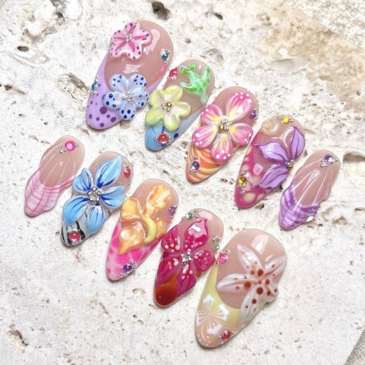 Creative Floral Embellished Press-On Nail Collection Kalsten
