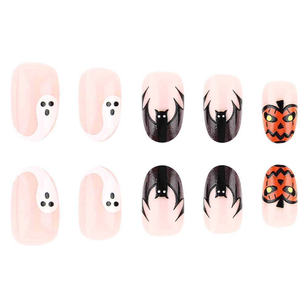 Artistic Halloween-Themed Press-On Nail Art Kalsten 1787543212