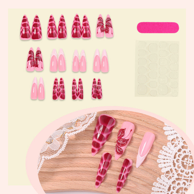 Artistic Press-On Nail Set with Decorative Designs kalsten