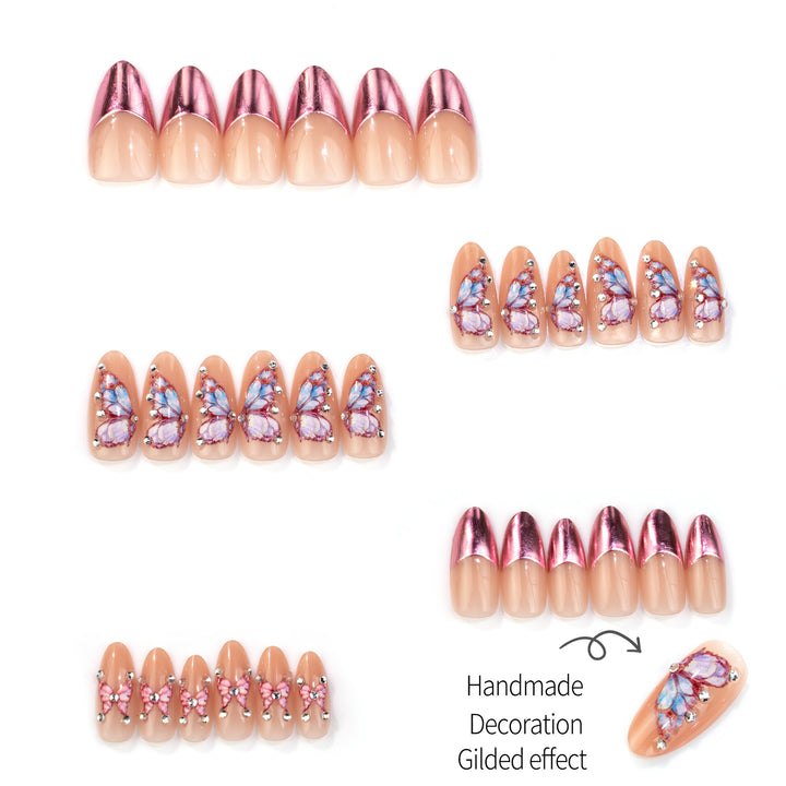Decorative Butterfly-Inspired Press-On Nail Set