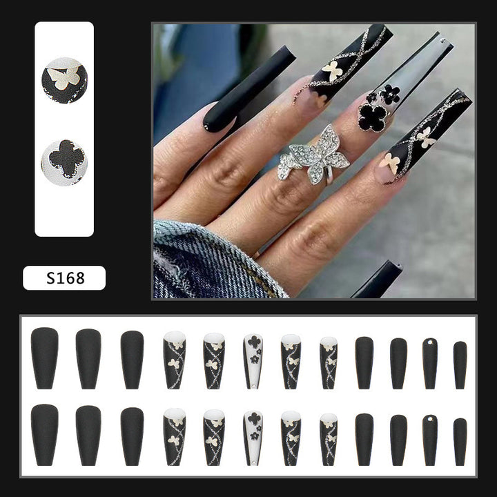 Art nail set with elegant butterfly and flower motifs Kalsten