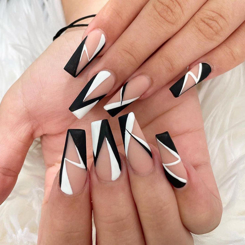 Artistic Nail Extensions with Geometric Design Kalsten