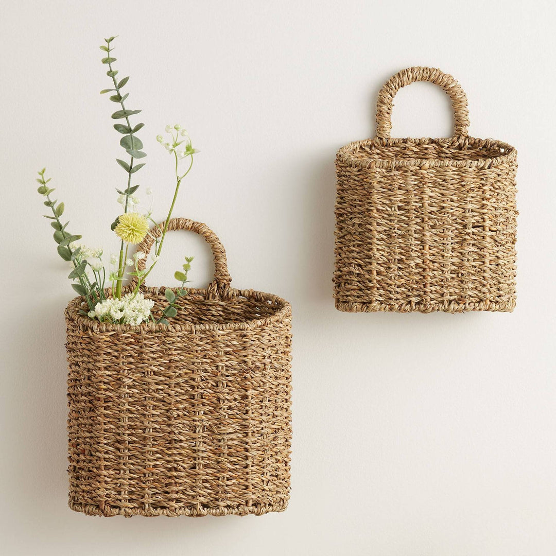 Handwoven Storage Basket with Durable Leather Handles Kalsten