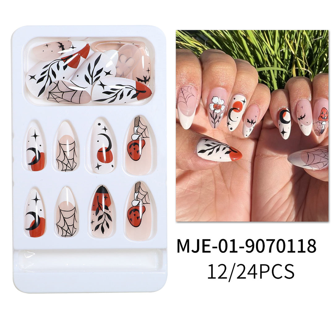 Artistic Halloween-Themed Press-On Nail Set Kalsten