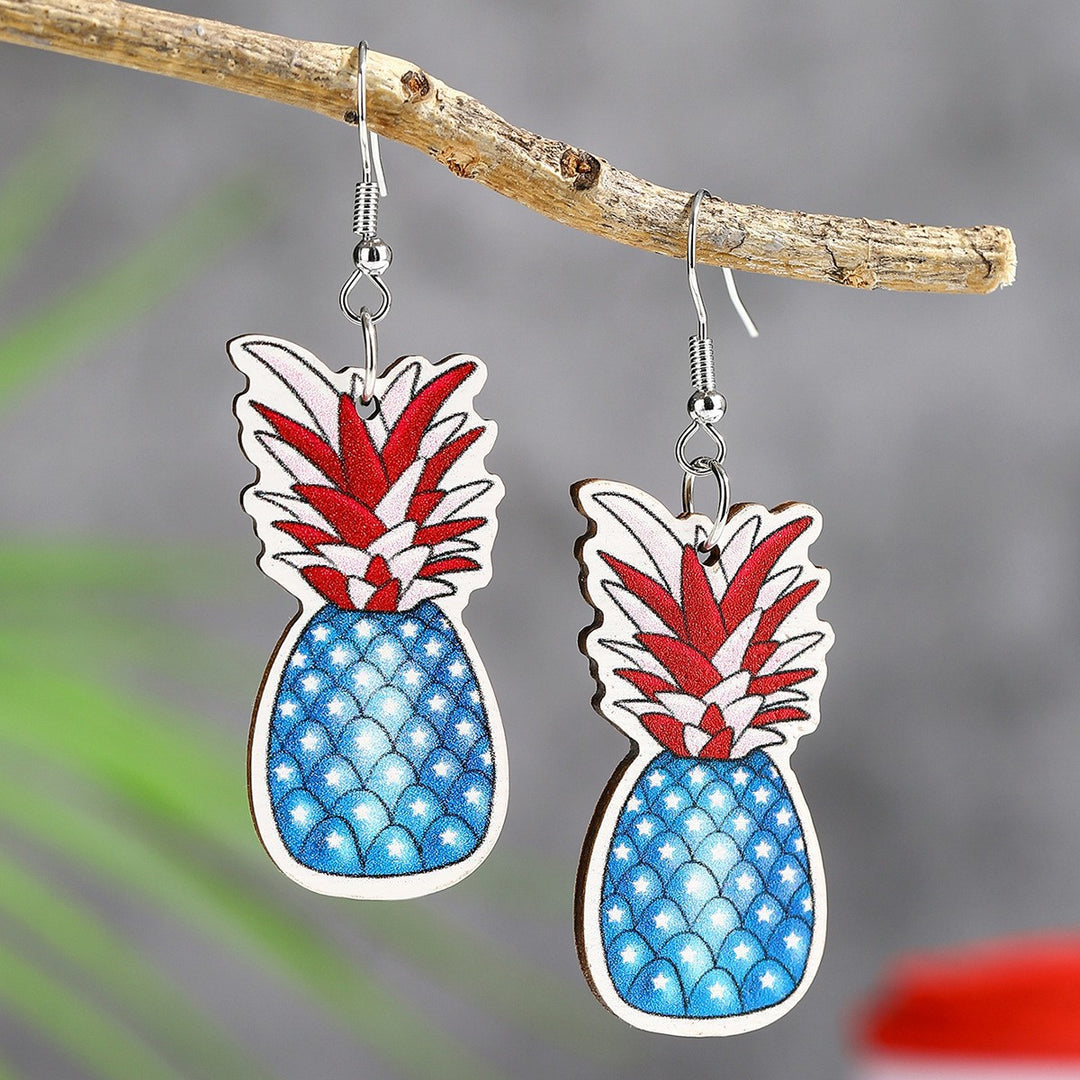 Women's handmade acrylic earrings can holder with patriotic flag motif and fish hook closure Kalsten