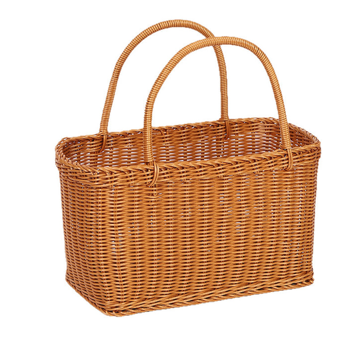Handcrafted Rectangular Wicker Storage Basket Kalsten