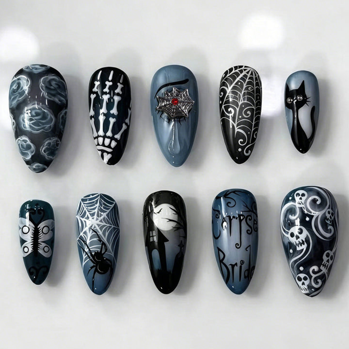 Halloween Artificial Nail Set with Unique Spooky Designs Kalsten