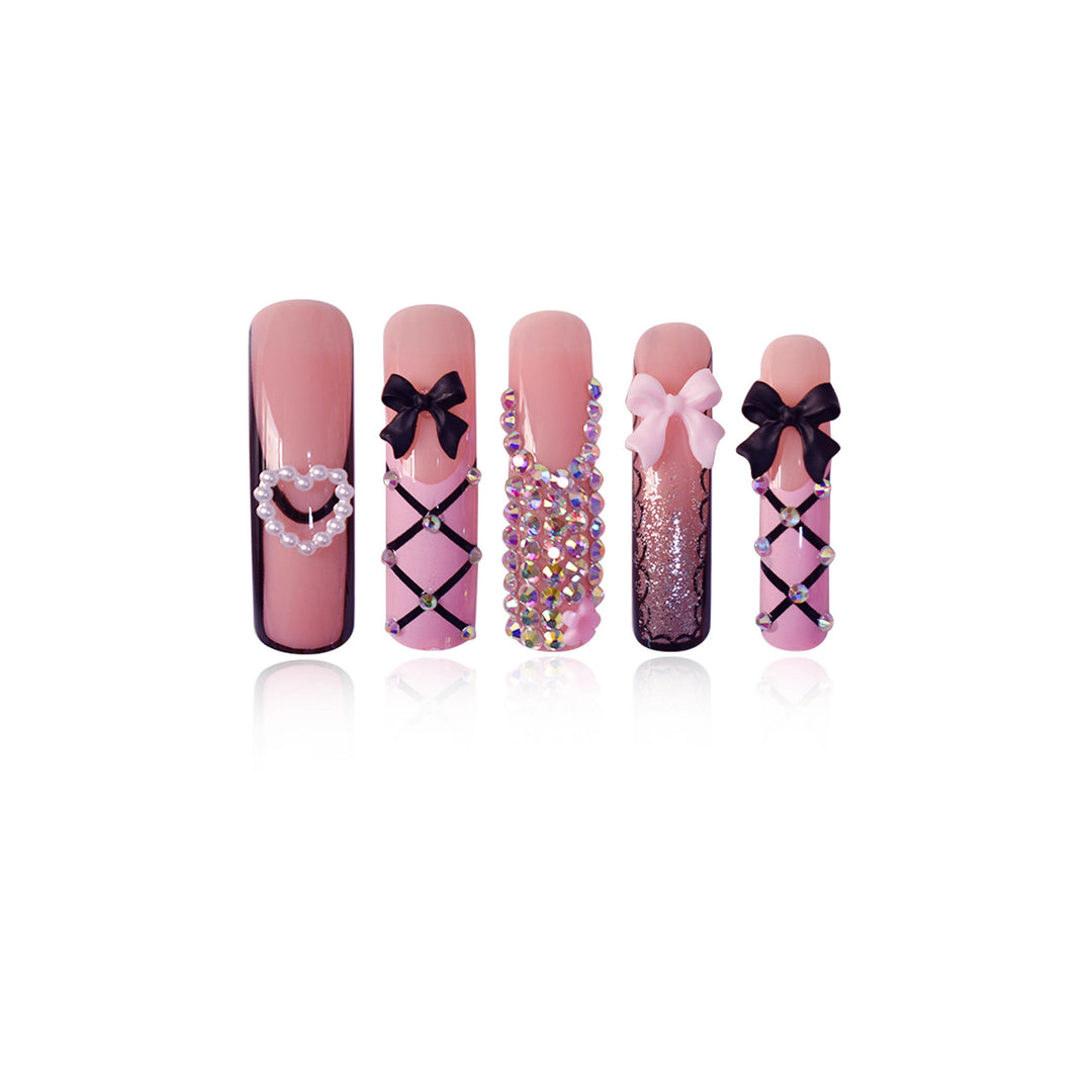 Luxury Nail Art Set with Rhinestone and Bow Accents Kalsten