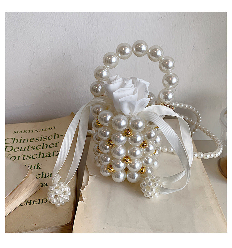 Stylish Pearl-Embellished Evening Handbag