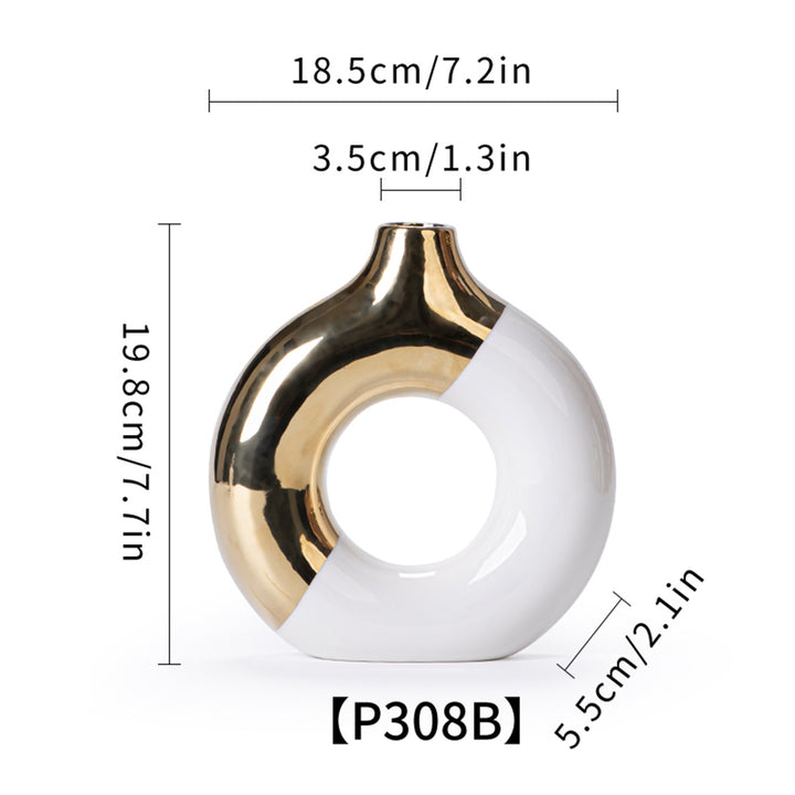 Golden Ceramic Flower Vase