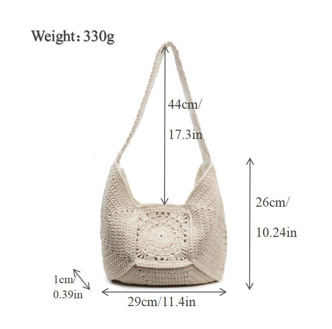 Macrame Shoulder Bag with Decorative Crochet Pattern Kalsten