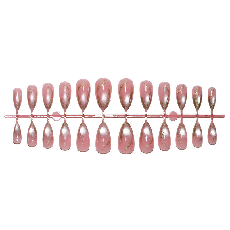 Elegant Press-On Nail Art Set with Chic Gold Accents Kalsten