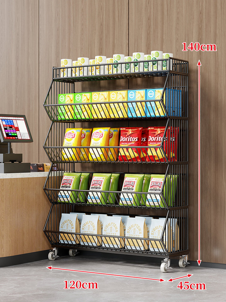 Three-Tier Mobile Wire Basket Organizer Cart