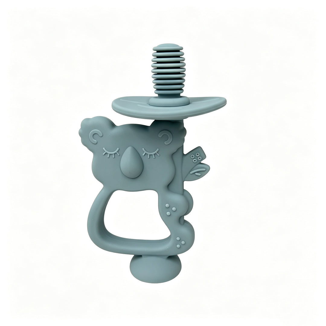 Silicone Koala Teething Ring with Ribbed Nipple and Ergonomic Handle