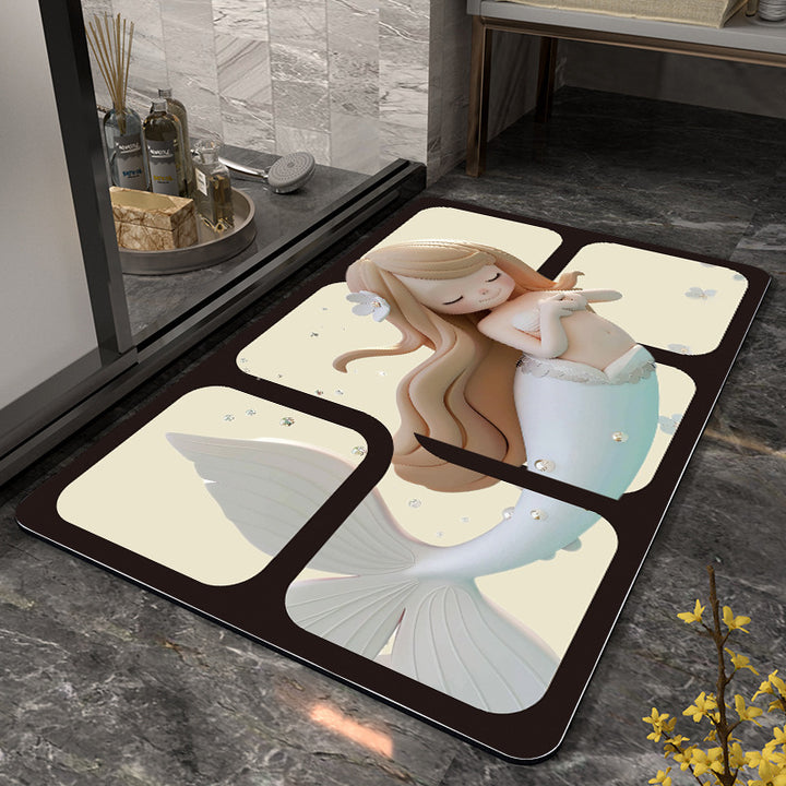 Mermaid-Themed Memory Foam Bath Mat Kalsten