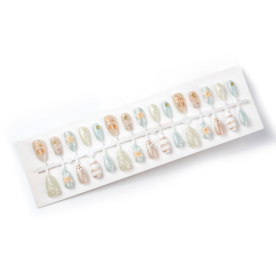 Coastal-Inspired Decorative Press-On Nail Art Set Kalsten