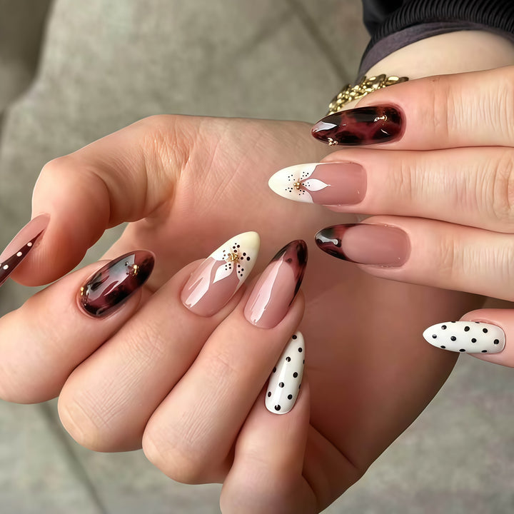 Artistic Floral Gel Nail Extensions Kalsten