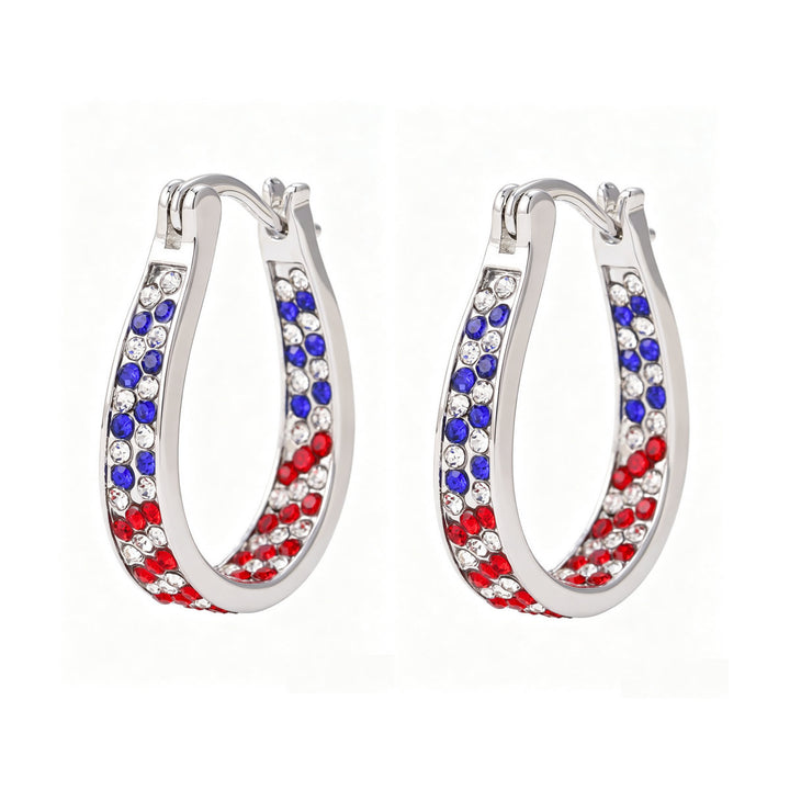 Women's Pavé Hoop Earrings with Crystal Decoration and Hinge Closure Kalsten