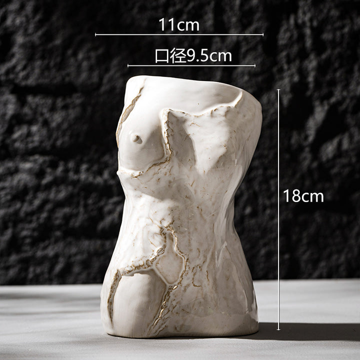 Handmade female torso ceramic vase sculpture